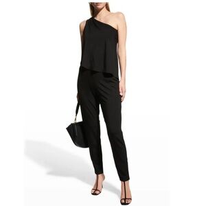 Trina Turk Women’s Black Estell Draped One-Shoulder Jumpsuit NWT